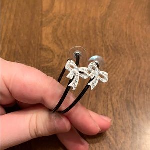 Vintage Betsy Johnson Black Hoops with White Bow